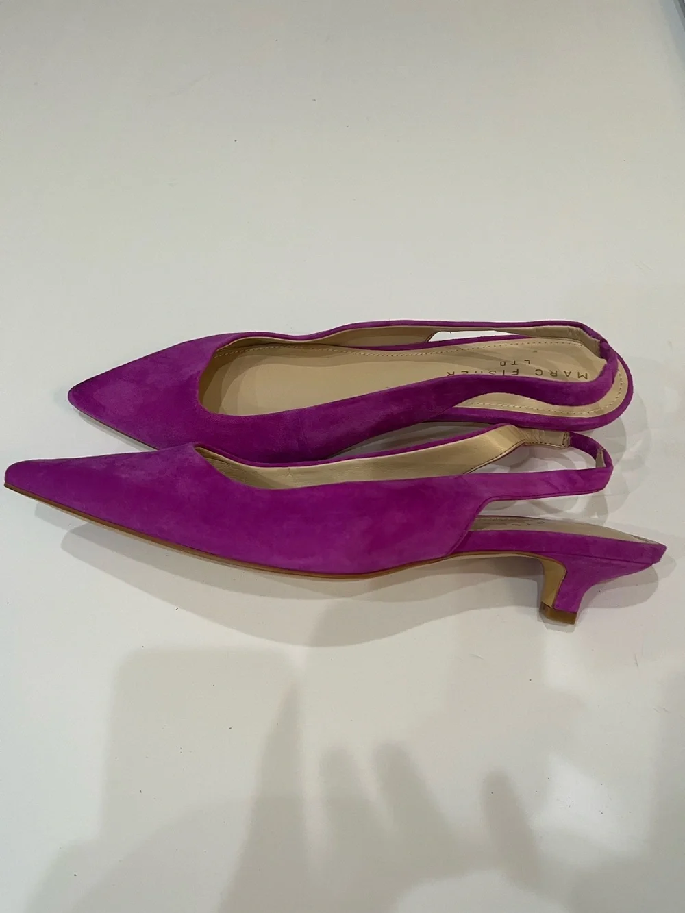 Marc Fisher Violet Suede Pointed Slingback Kitten Heels Sz. 9.5